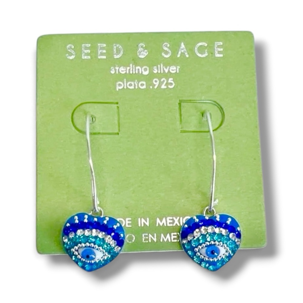 Seed & Sage sterling silver Evil Eye Earrings new